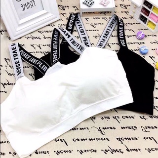 👙 สปอร์ตบราสายลายตัวอักษร งานปัก ใส่ออกกำลังกายมีฟองน้ำ 👙 001