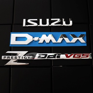 ชุด 4 ชิ้น ISUZU D-MAX Z PRESSTIGE DdI VGS ป้ายโลโก้ ตัวนูน ติดท้ายรถกระบะ สีโครเมี่ยม อีซูซุ ดีแม็กซ์ 2012-2018