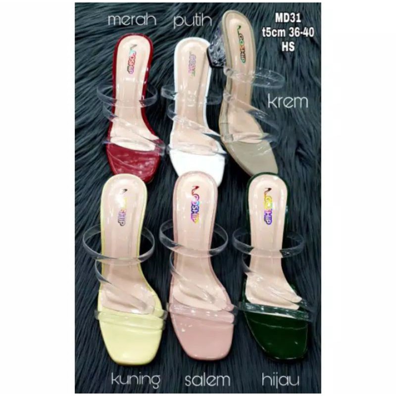 Goship Women& 39;s Sandals with Glass Heels 5cm Jelly Strap