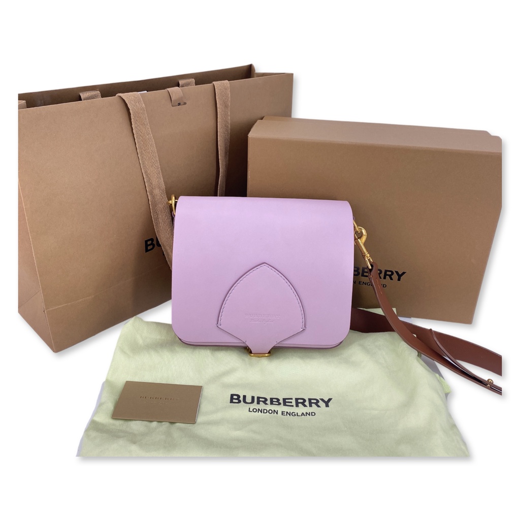 Burberry Square Satchel bag กระเป๋ามือสอง burberry สีม่วงพาสเทล ของแท้ 100% ราคา shop 60,000+