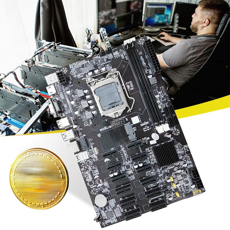 B75 ETH สายเคเบิล CPU SATA สายเคเบิลสวิตช์ แผ่นความร้อน LGA1155 B75 BTC ...
