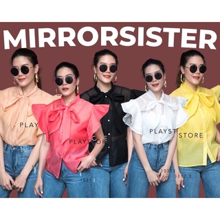 Code : 10312.3 เสื้อทำงาน เสื้อทำบุญ เสื้อผูกโบว์คอ งานป้าย mirrorsister