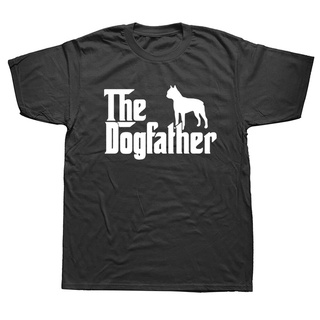 [COD]เสื้อยืดแขนสั้น คอกลม ผ้าฝ้าย พิมพ์ลายกราฟฟิค The Dogfather Boston Terrier แฟชั่นฮาราจูกุS-5XL