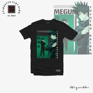 Anime Shirt - ETQT - Jujutsu Kaisen - Megumi Fushiguro Front Print เสื้อผ้าผู้ชายแขนสั้นผ้าฝ้ายอะนิเมะคู่