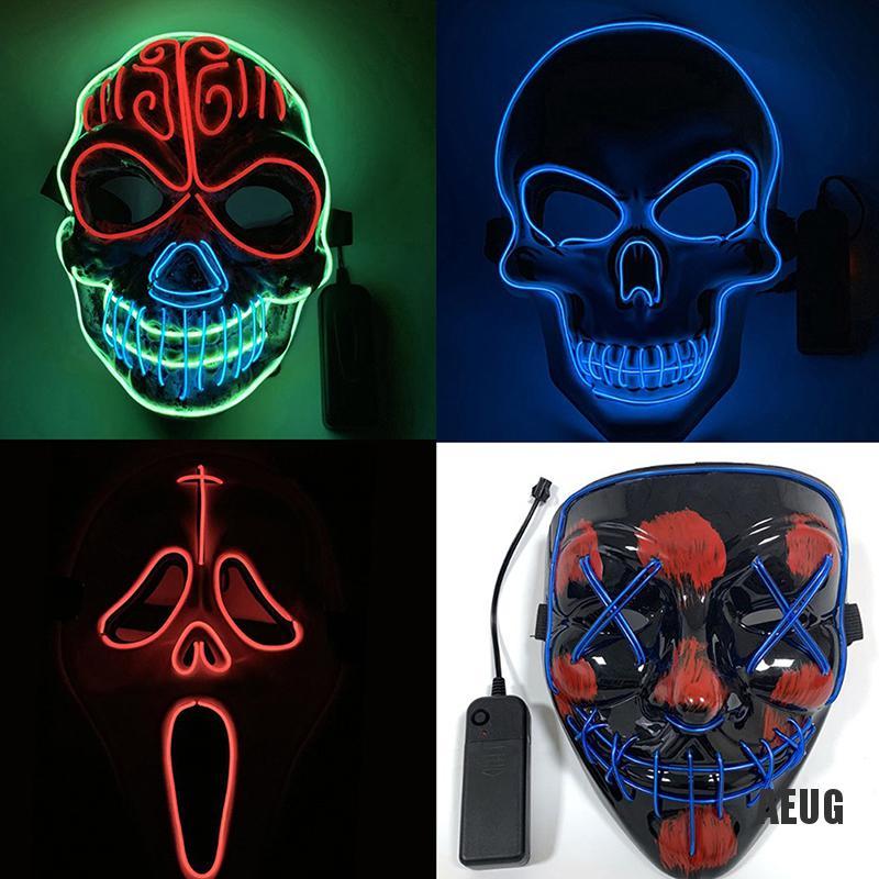 [AIU] ฮาโลวีนโครงกระดูกหน้าปก LED เรืองแสงเทศกาลน่ากลัวคอสเพลย์เครื่องแต่งกาย