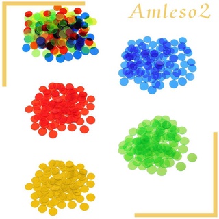 [amleso2] แผ่นชิปโป๊กเกอร์ 25 มม. สีเขียว สําหรับเกมบิงโกชิป Tokens 100 ชิ้น