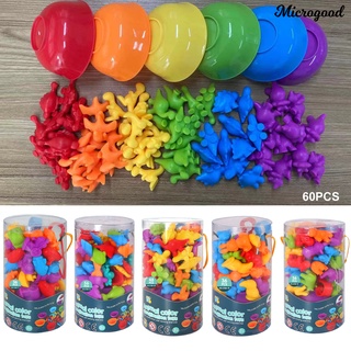 microgood 1 Set Animal Counting Toy Colorful Educational Creative Rainbow Stack Cups Dinosaur Animal Counting Toy