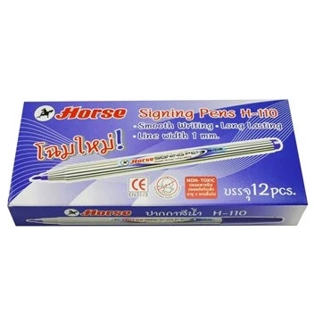 ปากกาสีน้ำ ปากกาเมจิก ตราม้า ปากแหลม H-110 แพ็ค12ด้าม