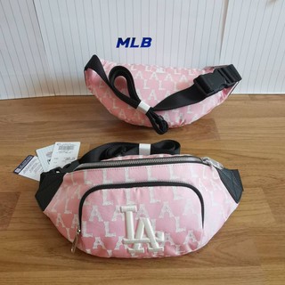 MLB monogram crayon hip sack กระเป๋าคาดอก คาดเอว คาดหลัง สีชมพู Logo LA Size :  H15*L33.5*W7 cm