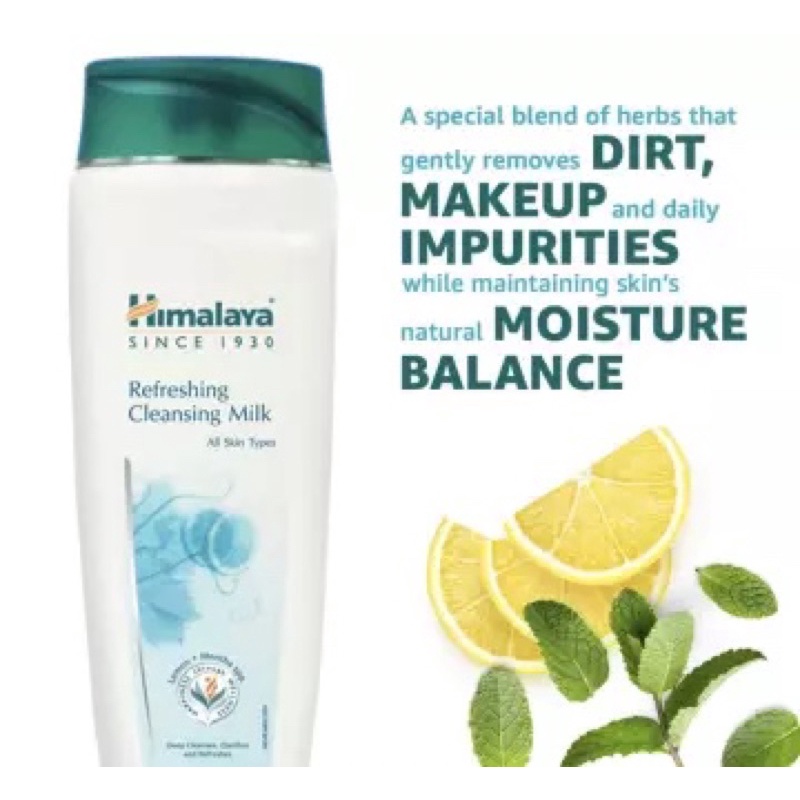 Himalaya Refreshing Cleansing Milk/โลชั่นน้ำนมทำความสะอาดหน้า หิมลายา/100 ml