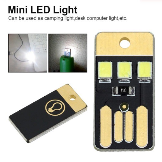 ไฟ LED USB แบบ 3 หลอด USB Power Night Lamp Mini Pocket Card LED Keychain 0.2W Bulb Book Light For Laptop PC Powerbank.