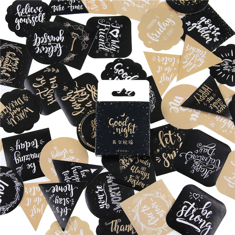 45 ชิ้น น่ารักอังกฤษอวยพรสติ๊กเกอร์ตกแต่ง สติกเกอร์ติดยึด DIY ตกแต่งหัตถกรรมสติ๊กเกอร์สมุดภาพ