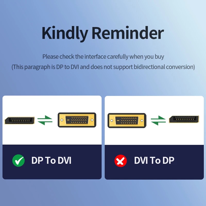 สายDP สาย displayport dp to dvi 4K HD 1080P สายเชื่อมหน้าจอ ชุบทอง ยาว1.8M