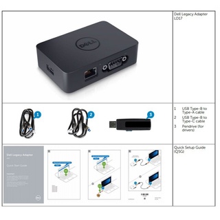 USB TYPE-C MULTIPORT ADAPTER (อุปกรณ์แปลงสัญญาณ) DELL LEGACY ADAPTER LD17 TYPE-C TO VGA/LAN/USB-A/PAEALLEL 36 PIN