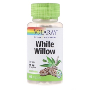 ของแท้ &gt;&gt; สารสกัดเปลือกวิลโลว์ขาว  White Willow Bark 400 mg 100 VegCaps by Solaray ดูแลข้อเสื่อม ลดข้ออักเสบ ลดปวด ลดไข้