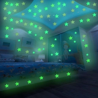 3 ซม.3D ดาวเรืองแสงใน Dark Luminous Fluorescent สติ๊กเกอร์ติดผนัง Luminous Patch เด็กตกแต่งห้องนอน