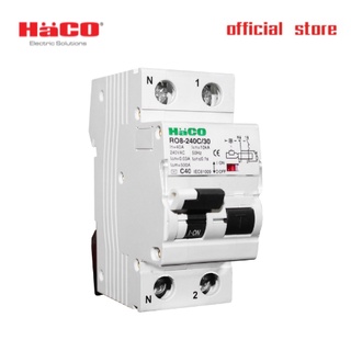 HACO RCBO เบรค์เกอร์ ป้องกันไฟช็อต ไฟเกิน/ไฟดูด/ไฟรั่ว 40A 30mA 10kA รุ่น RO8-240C/30