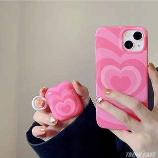 เคสหูฟังบลูทูธไร้สาย ซิลิโคน ลายหัวใจน่ารัก สีชมพู สําหรับ AirPods 1 2 3 Pro