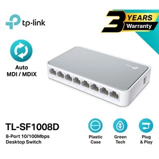 SWITCH HUB (สวิตซ์ฮับ) TP-LINK 8 PORTS (TL-SF1008D) FAST PORT 10/100 Mbps รับประกัน LT