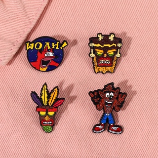 เครื่องประดับ เข็มกลัด ลายเกม Bandicoot Enamel Pin Woah Aku Aku สไตล์เรโทร สําหรับแฟนคลับ ผจญภัย