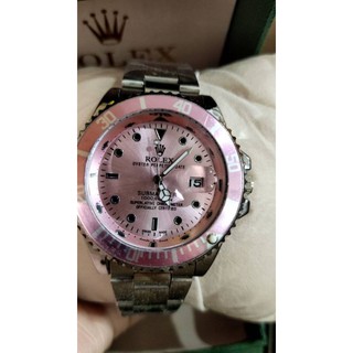 นาฬิกา Rolexส่งฟรีไม่มีขั้นต่ำ ผู้หญิง สีชมพู+พร้อมกล่อง สามารถหมุนปรับวันที่ได้ แสดงวันที่แบบเลนส์ขยาย ราคานี้ถูกมากจ้า