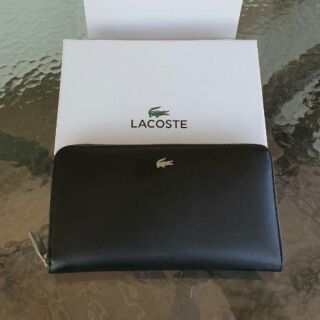 🐩Lacoste🐩กระเป๋าสตางค์ใบยาว🌿แบบซิปรอบ  🍒สีดำ