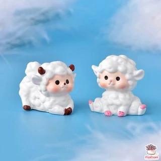 แกะน้อยร่าเริง [ เซต 6 ชิ้น ] ตุ๊กตาจิ๋ว โมเดลจิ๋ว แต่งสวน