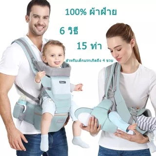IUNYKเป้อุ้มเด็ก เป้อุ้มเด็กฝ้าย กระเป๋าอุ้มเด็ก 0-4 ปี Baby Carrier เป้อุ้มเด็กระบายอากาศ