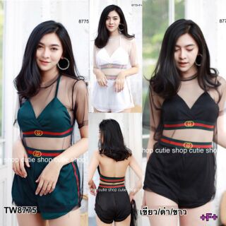 Set 3 ชิ้น Bikini แบรนด์ดัง ผ้าไลก้า บลาสายผูก