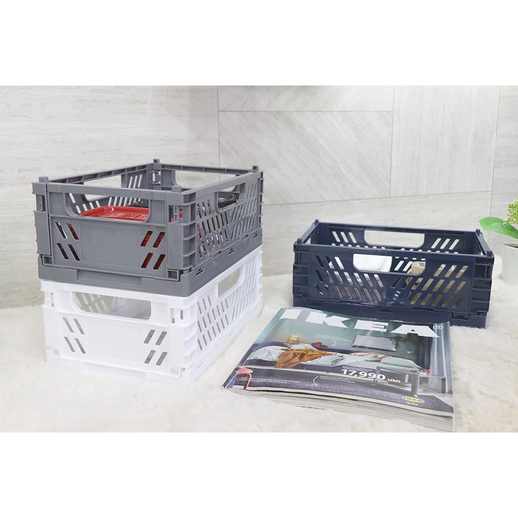 สินค้าญี่ปุ่น ตะกร้าใส่ของพลาสติก พับได้ JP Quality 22x15x9cm