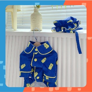 [🚚 พร้อมส่ง] เซตชุดนอนสัตว์เลี้ยง Elly Bear Blue Pajamas ชุดสัตว์เลี้ยง ชุดแมว ชุดหมา เสื้อแมว ชุดนอนแมว