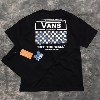 VANS เสื้อยืด ลายผีเสื้อ สีดํา ของแท้ สําหรับรถตู้