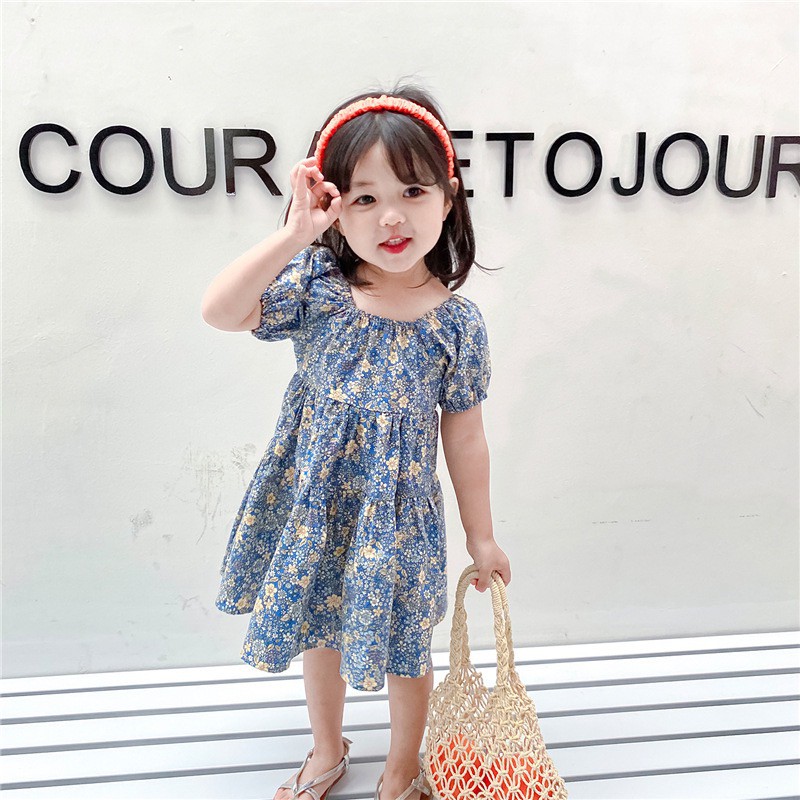 NANA พร้อมส่ง ชุดเดรสเด็กผูหญิง เดรสกระโปรงลายดอกสั้นสำหรับเด็กผูหญิงDM20582