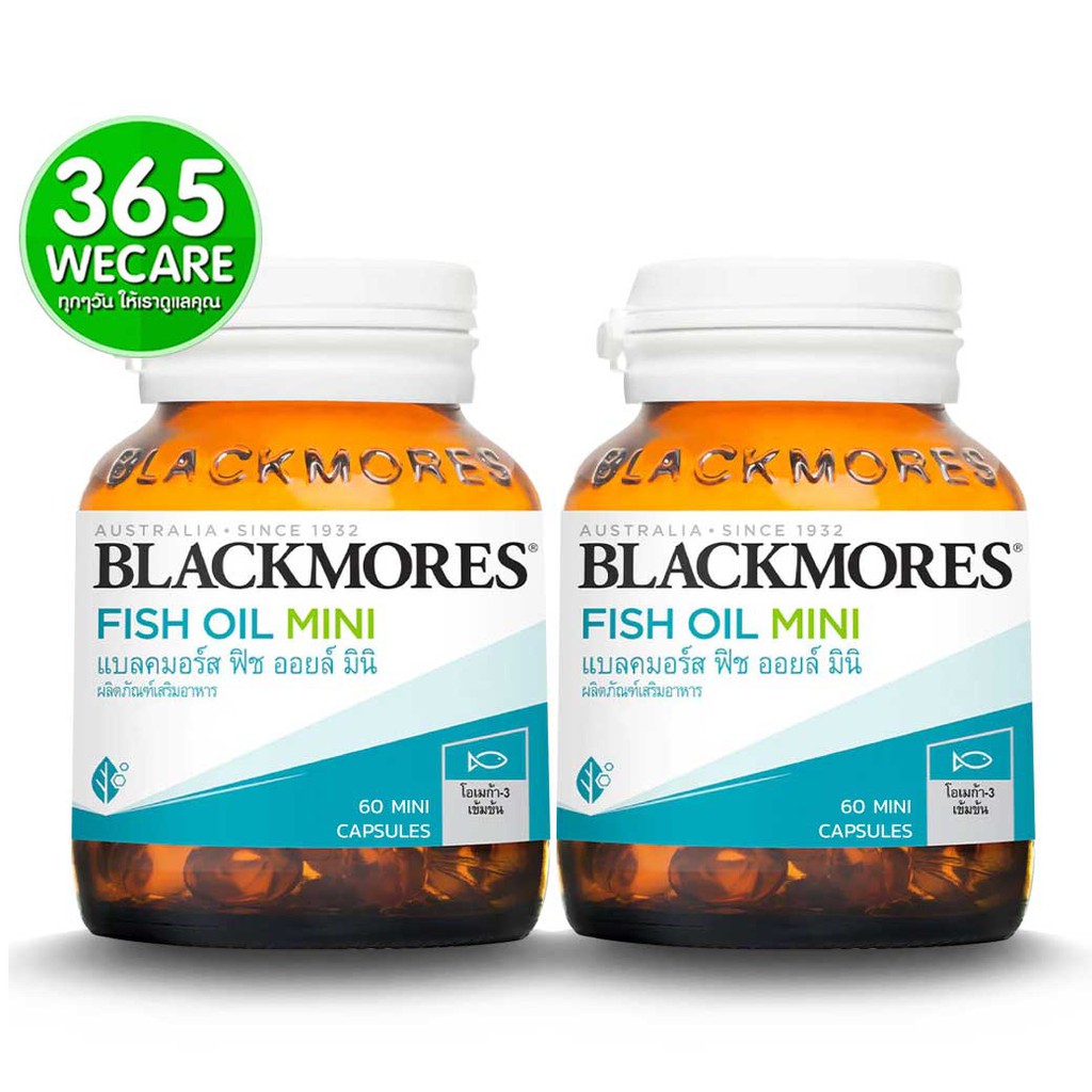 หมดอายุ 28/04/2025 Blackmores Fish Oil Mini Caps 60s.x2 แบล็คมอร์ส ฟิช