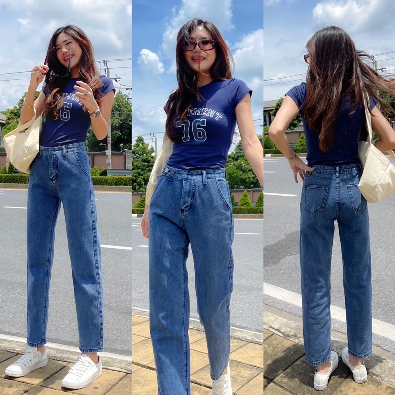 #กางเกงยีนส์สไตล์boyfriend #กางเกงยีนส์ทรงบอย #BooJeans #กางเกงยีนส์กระดุมข้าง #กางเกงใส่สบาย