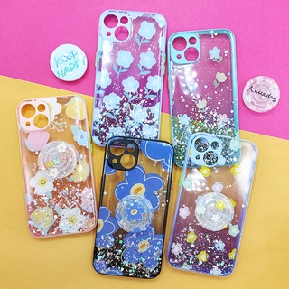 เคสออปโป้ เคส Oppo A15 / A95 / Reno 6(5G) พร้อมส่ง! เคสTPU ขอบสีกันกล้องกากเพชรกริตเตอร์ ฟรี Griptok เคสดอกไม้ เคสมือถือ