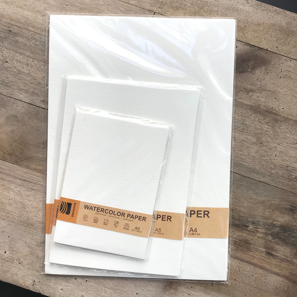 BAHONG กระดาษสีน้ํา Cellulose 300gsm A6/A5/A4/A3 - แผ่นกระดาษสีน้ํา