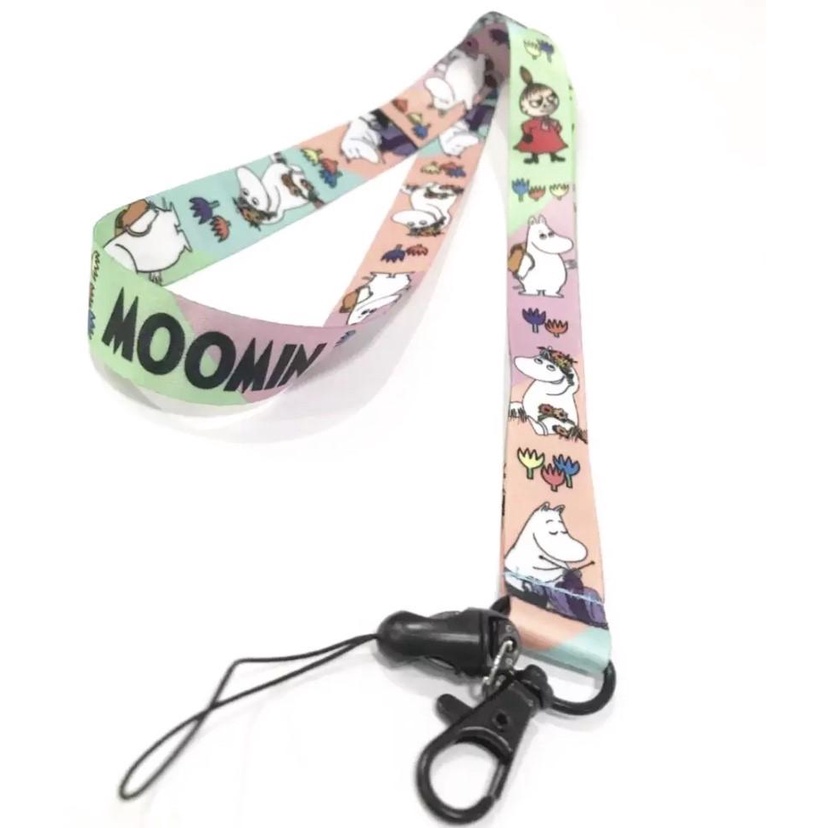 MOO MIN สายคล้องคอ สายคล้องบัตร ห้อยโทรศัพท์ ลาย  MOO MIN น่ารัก มีก้ามปู มีห่วงเล็ก ถอดได้ ขนาดกว้า