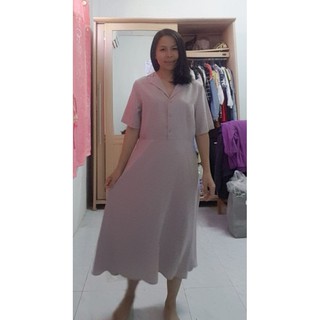 เดรสยาวใส่ชิว สีเทา ไซส์ L คอปกงานเรียบร้อย มือ 2 ใหม่มาก