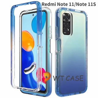 2 in 1 Transparent Thickened Drop-Resistant  for Xiaomi Redmi Note 11 11s Note 10 10s 9 8 Pro Transparent Gradient Thickened shock-proof case