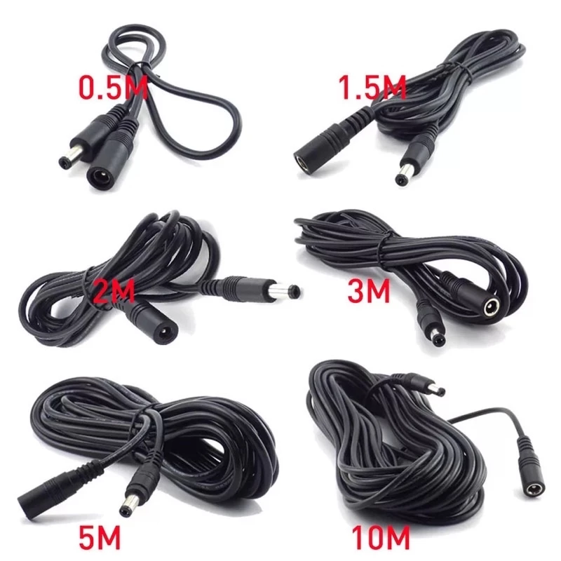 10M 5M 3M 2M 1M 5.5X2.1Mm 24awg 300v DC Power Connector อะแดปเตอร์ตะกั่วสายไฟ12V DC หญิงชายปลั๊กภายนอก