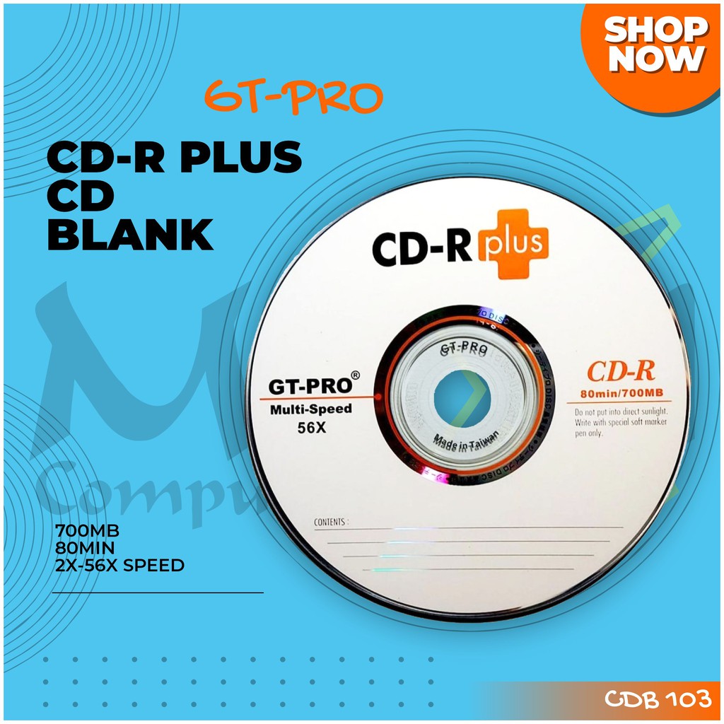 GT-PRO CD-R Plus 700MB 80Min Multi Speed 2-56X CD Blank