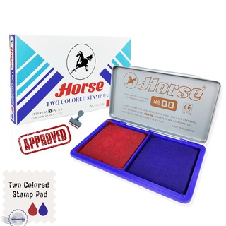 Horse แท่นประทับ แท่นประทับตรา ที่ประทับ ตราม้า No.00 หมึกสีน้ำเงิน แดง *2สี ในตลับเดียว*