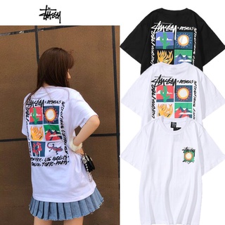 เสื้อยืดผ้าฝ้ายพิมพ์ลาย Stussy  Fashion printed cotton unisex T-shirt short sleeve