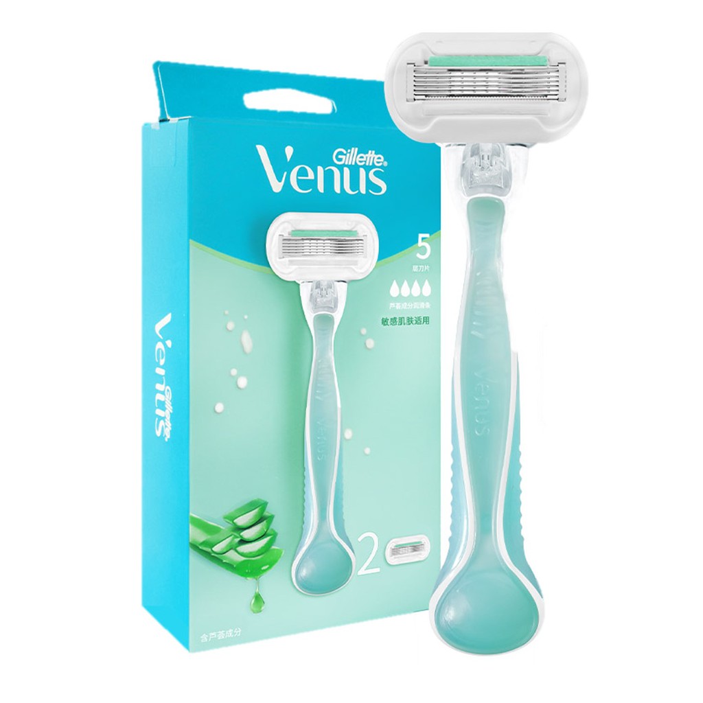 Gillette Venus Smooth Sensitive 1 Count + Razor 2 Cartridges ชุดอุปกรณ์โกนขนรุ่นพิเศษอ่อนโยนกับผิวมา