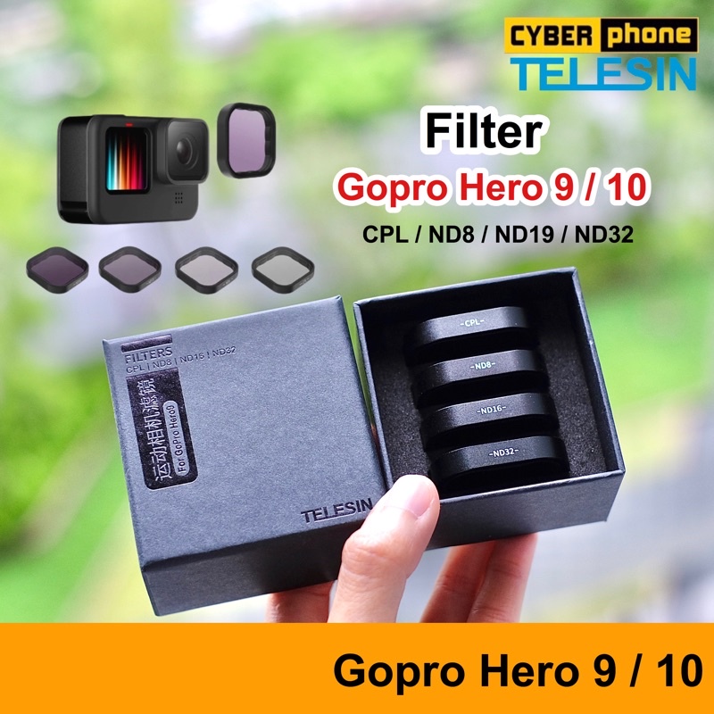 TELESIN ฟิลเตอร์ Filter 4Pack GoPro Hero 9 / 10 / 11 / 12 ND8 ND16 ND32 CPL Magnetic Set ชุดฟิลเตอร์ Gopro9 CPL ND Hero9