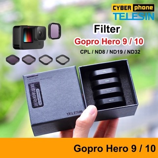 TELESIN ฟิลเตอร์ Filter 4Pack GoPro Hero 9 / 10 / 11 ND8 ND16 ND32 CPL Magnetic Set ชุดฟิลเตอร์ Gopro9 CPL ND Hero9 8