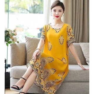 เดรสผหญง สไตลอนเดย เดรสยาวผาฝาย ใสสบาย มไซส M-4XL เดรสพมพลาย สสนสดใส พรอมสงใน ไทย