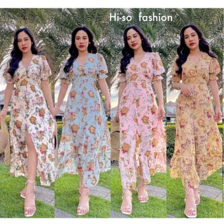 H704-15 เดรสยาว ผ้าชีฟอง Hi-so fashion