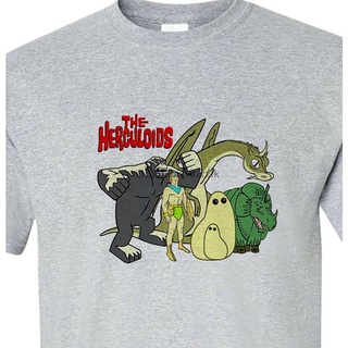 เสื้อยืดโอเวอร์ไซส์ใหม่สไตล์ขายร้อน Herculoids เสื้อยืดสีเทาโลโก้ Saturday Morning Cartoons retro topS-3XL